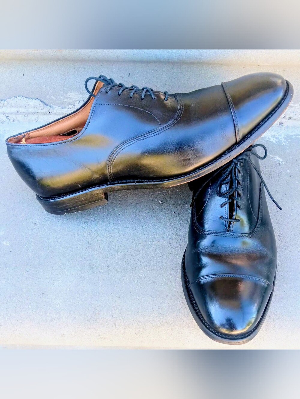 Allen Edmonds Park Avenue Black Leather Cap-Toe Dress Shoes Men's Size 10D